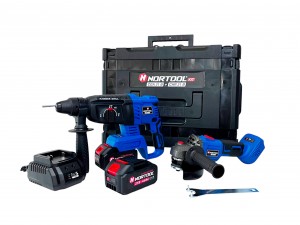 Набор аккумуляторных инструментов Nortool перфоратор CHR21B, угловая шлифмашина CGA21B, в кейсе - фото 1