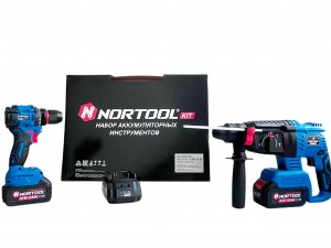 Набор аккумуляторных инструментов Nortool шуруповёрт CD21B, перфоратор CHR21B, в кейсе - фото 1