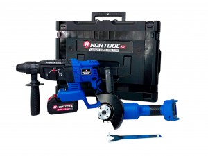 Набор аккумуляторных инструментов Nortool перфоратор CHR21B, угловая шлифмашина CGA21B, в кейсе - фото 2